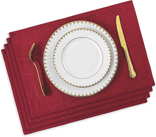 Red placemats set holiday - red,