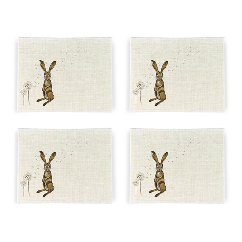 Hares dandelions linen - hares, &