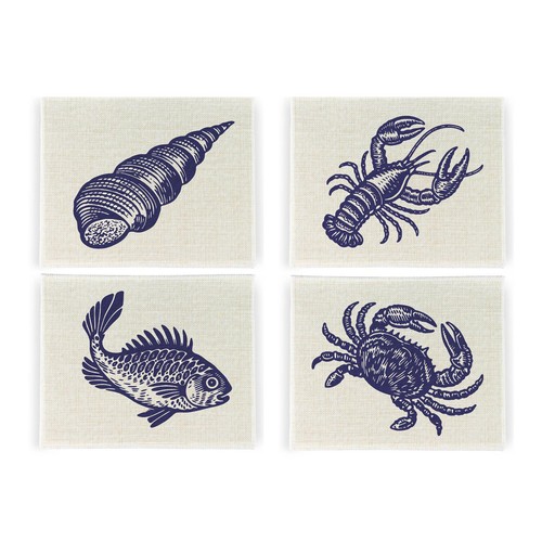 Coastal fabric placemat set - coastal,