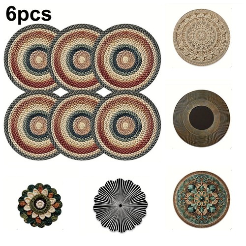 6pcs vintage round - round, placemats