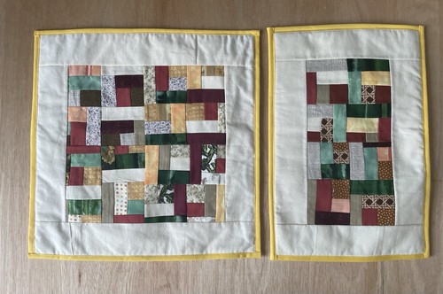 Handmade quilted fabric - quilted, square