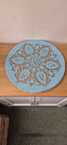 Large blue beaded jute - beaded,