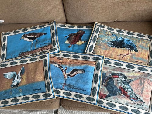 Fabric placemats vintage bird - fabric,